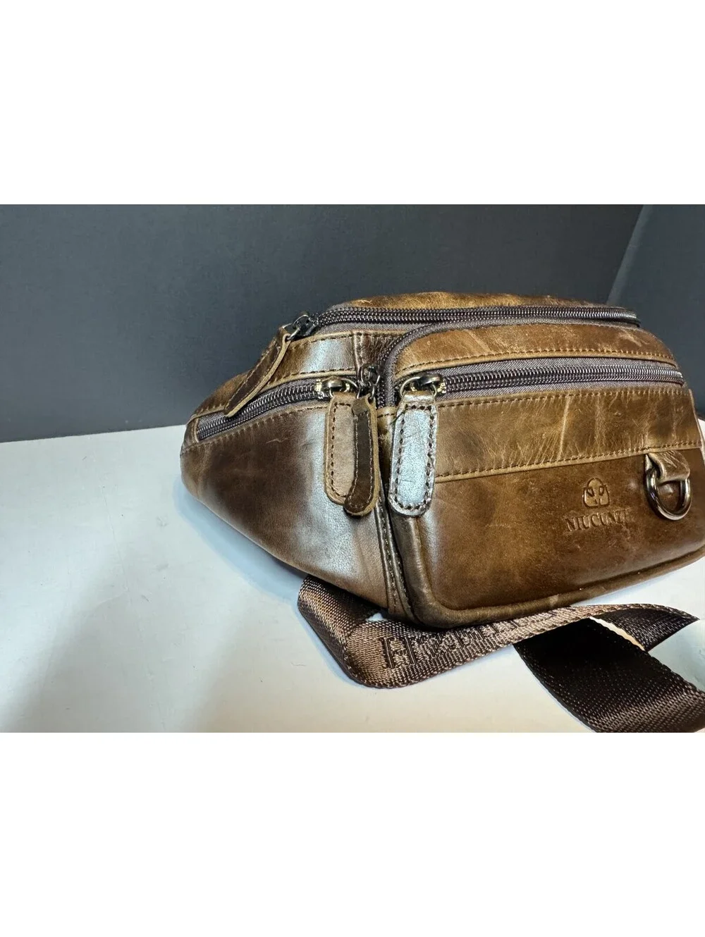 Genuine Leather NIUCUNZH Vintage Style Fanny Pack Waist Pack Brown NWOT